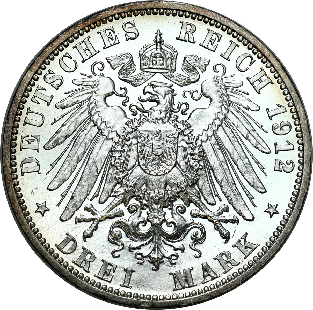 Niemcy, Prusy. Wilhelm II (1888–1918). 3 marki 1912 A, Berlin - STEMPEL LUSTRZANY